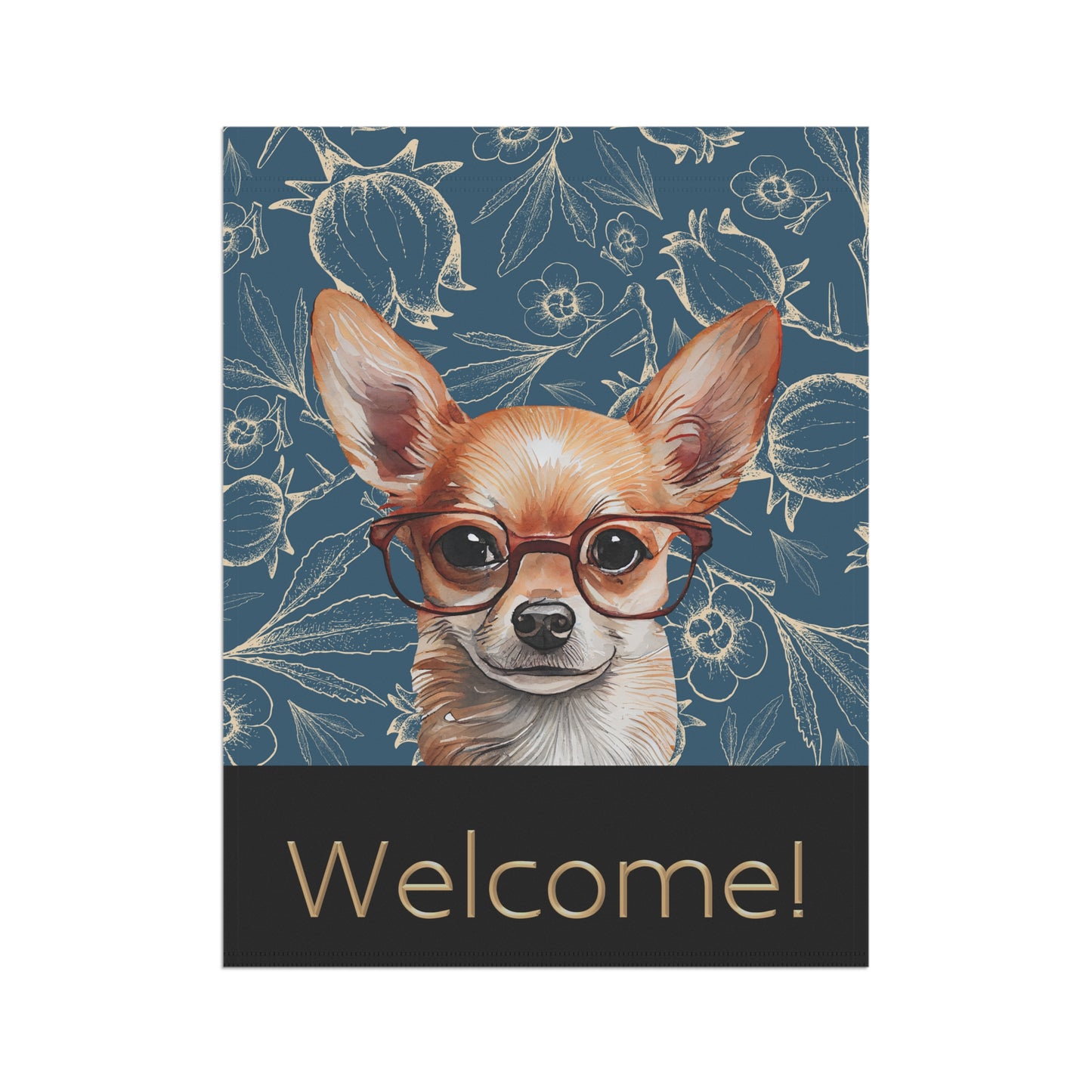 Chihuahua in Glasses Welcome 2-Sided Garden & House Flag/Banner