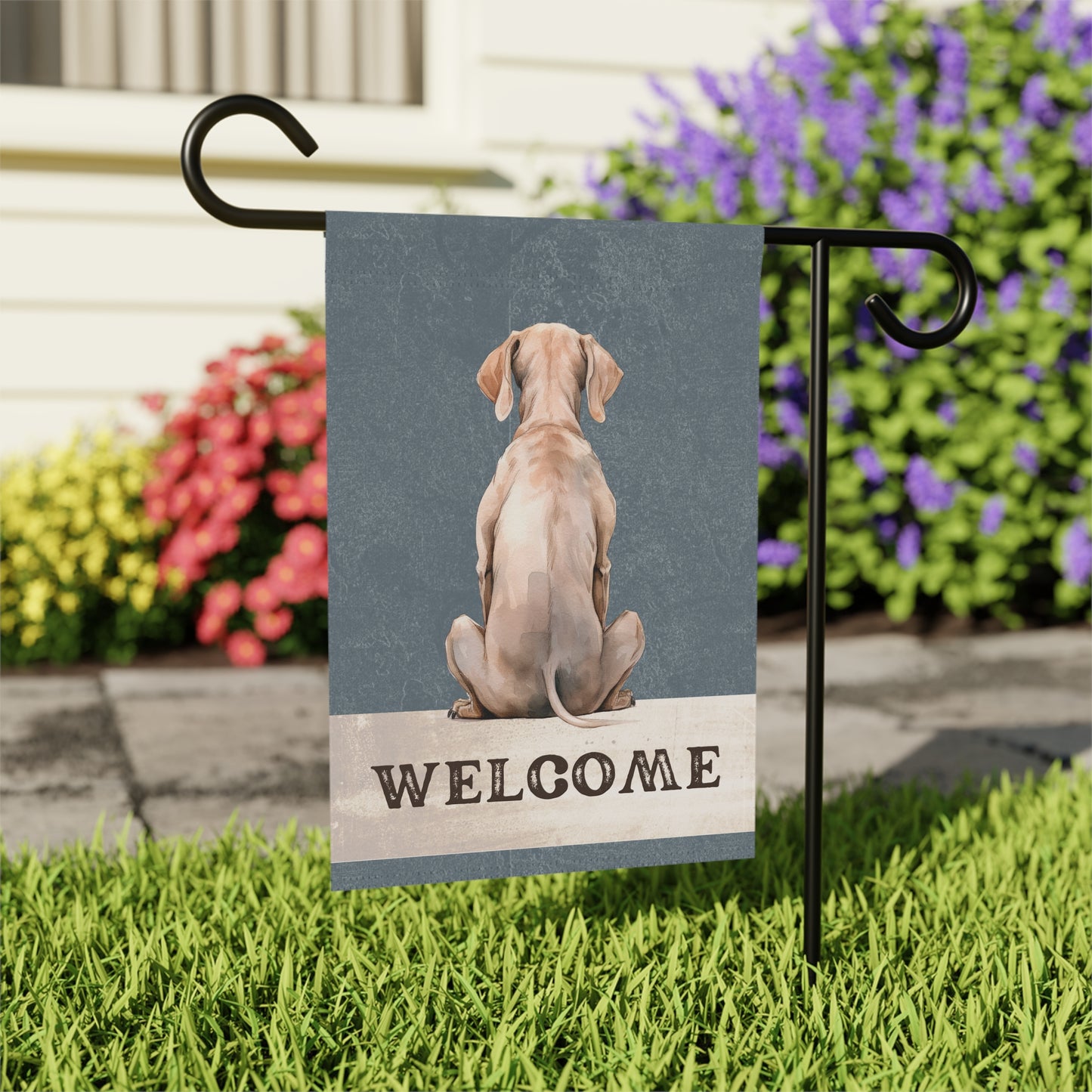 Weimaraner Welcome 2-Sided Garden & House Flag/Banner