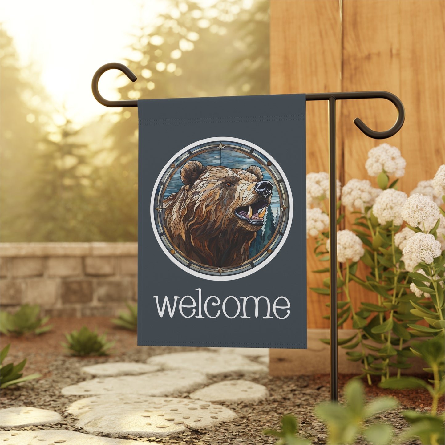 Grizzly Bear Welcome 2-Sided Garden & House Banner