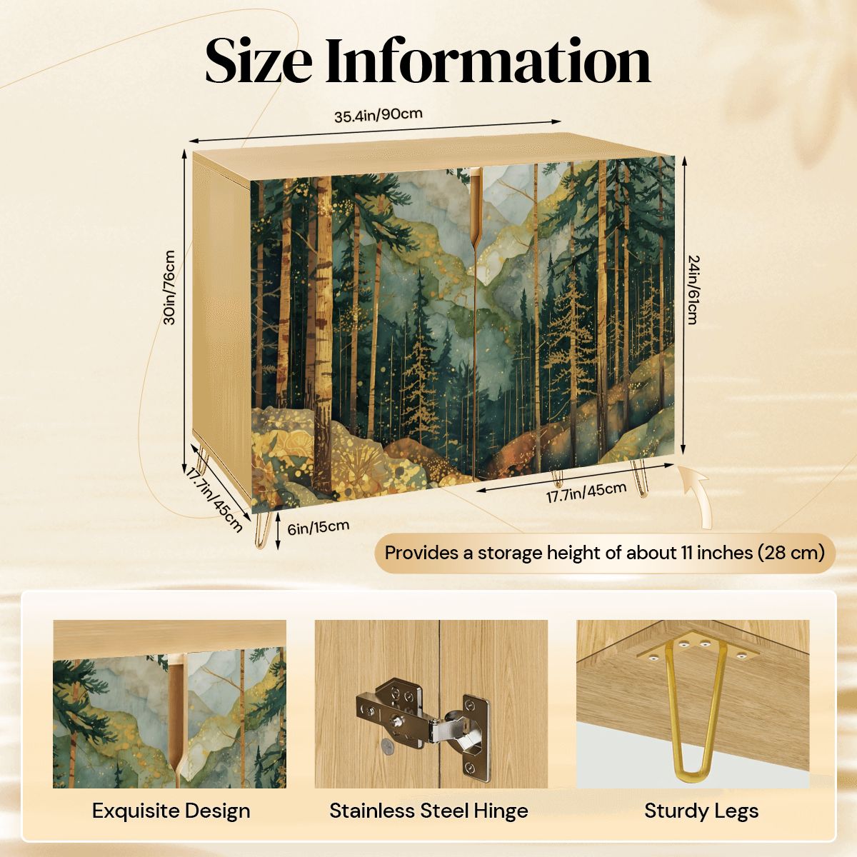 Mountain Forest Art Wooden Storage Cabinet (Made in USA)