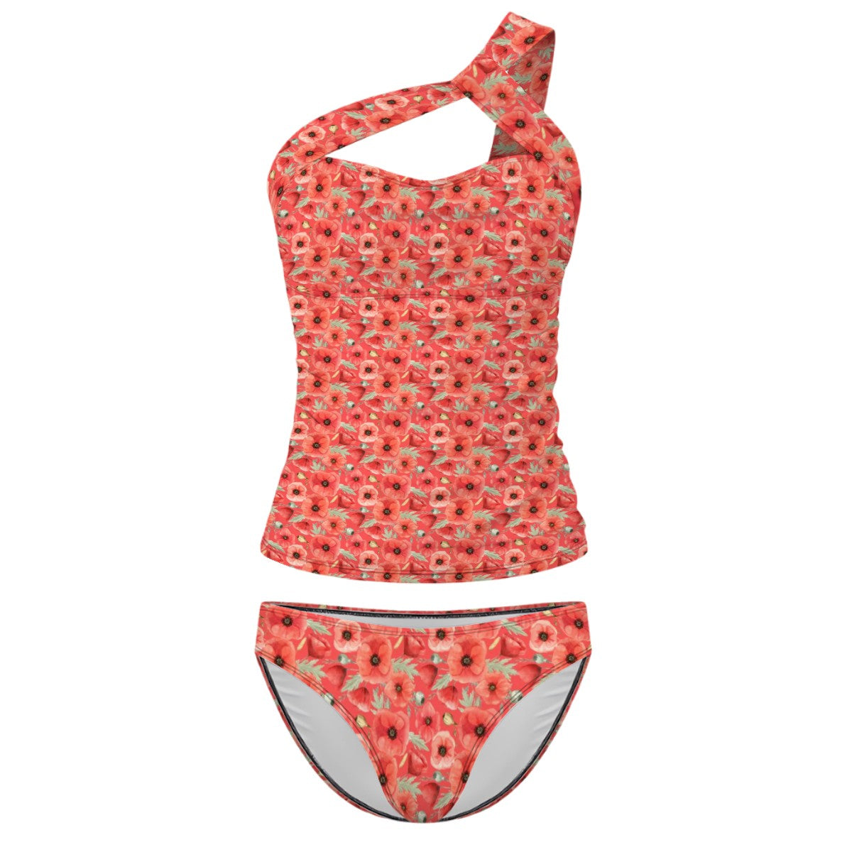 Poppy One-Shoulder Two Piece Tankini Swimsuit
