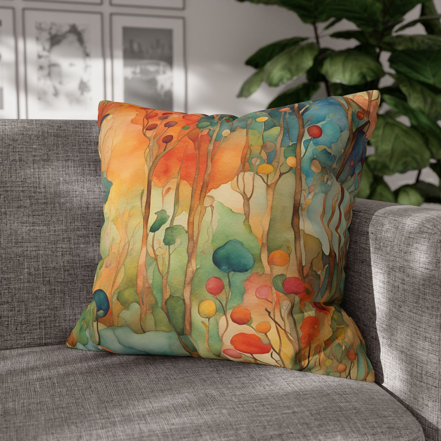 Guthrie Watercolor Square Poly Canvas Pillowcase