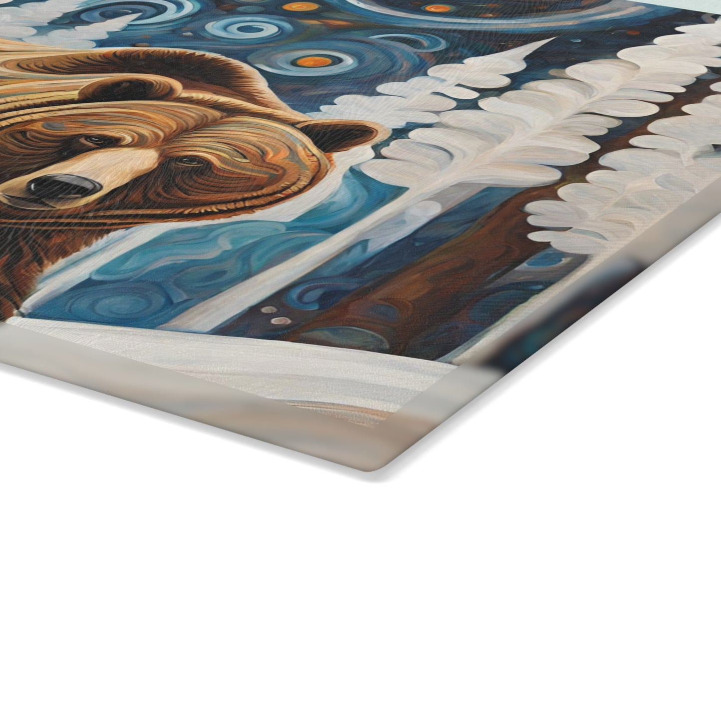 Grizzly in the Snow Tempered Glass Cutting Board