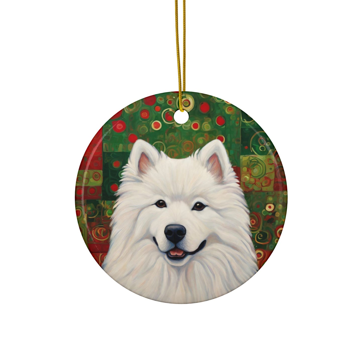 Samoyed Christmas 3" Ceramic Ornaments, 2-Side Print, (1pc, 10pcs)