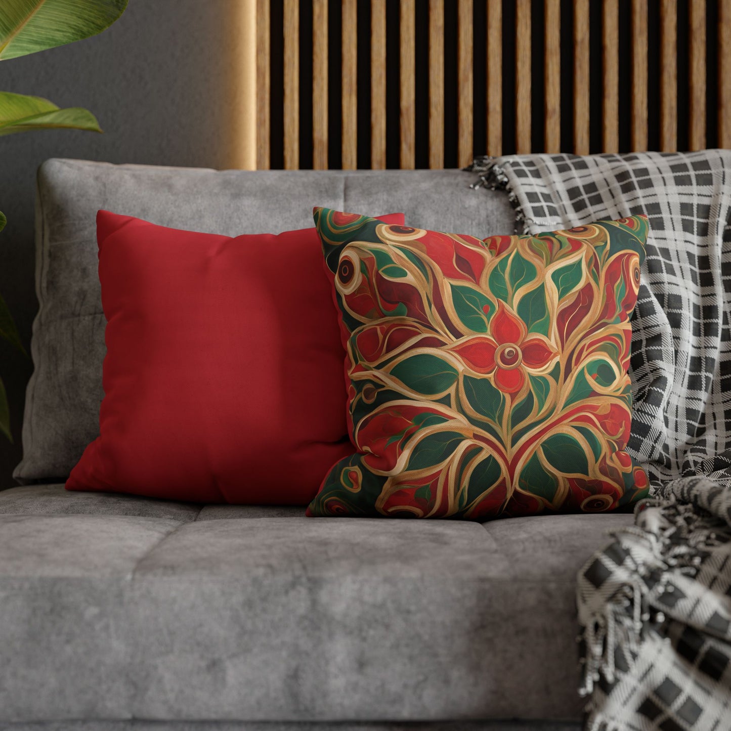 Holiday Bloom Square Poly Canvas Pillowcase