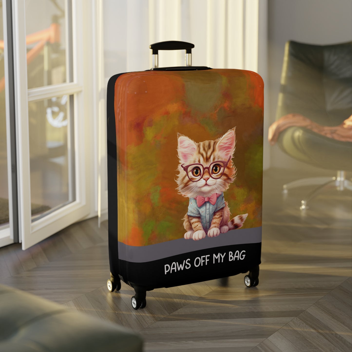 Kitten In Denim Shirt Paws Off My Bag Luggage Cover