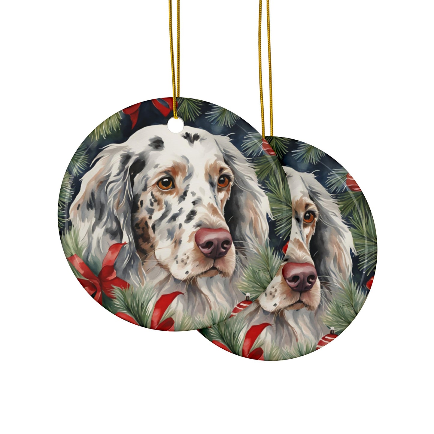 English Setter 3" Ceramic Ornaments, 2-Side Print, (1pc, 10pcs)