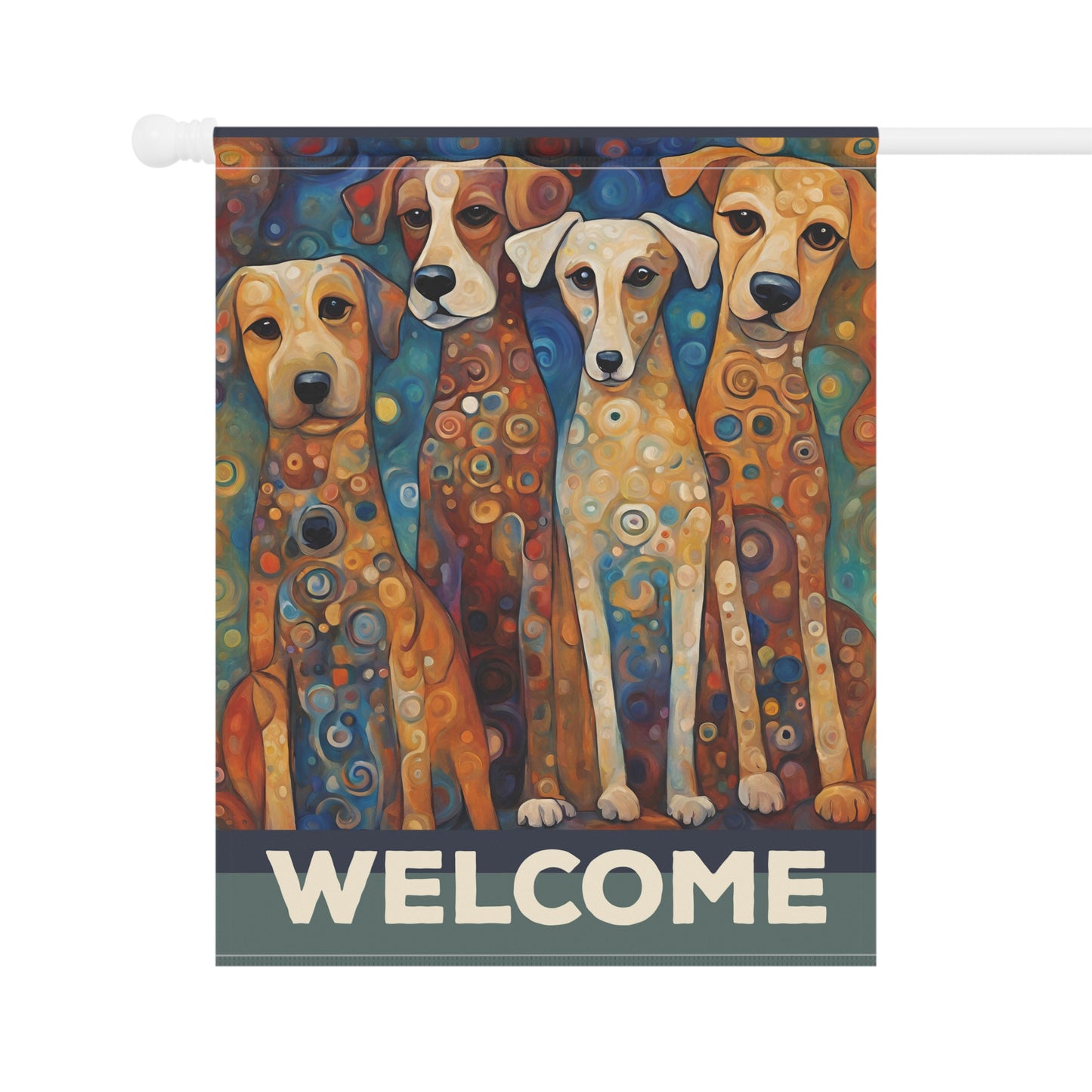 Canine Quartet Welcome 2-Sided Garden & House Flag/Banner
