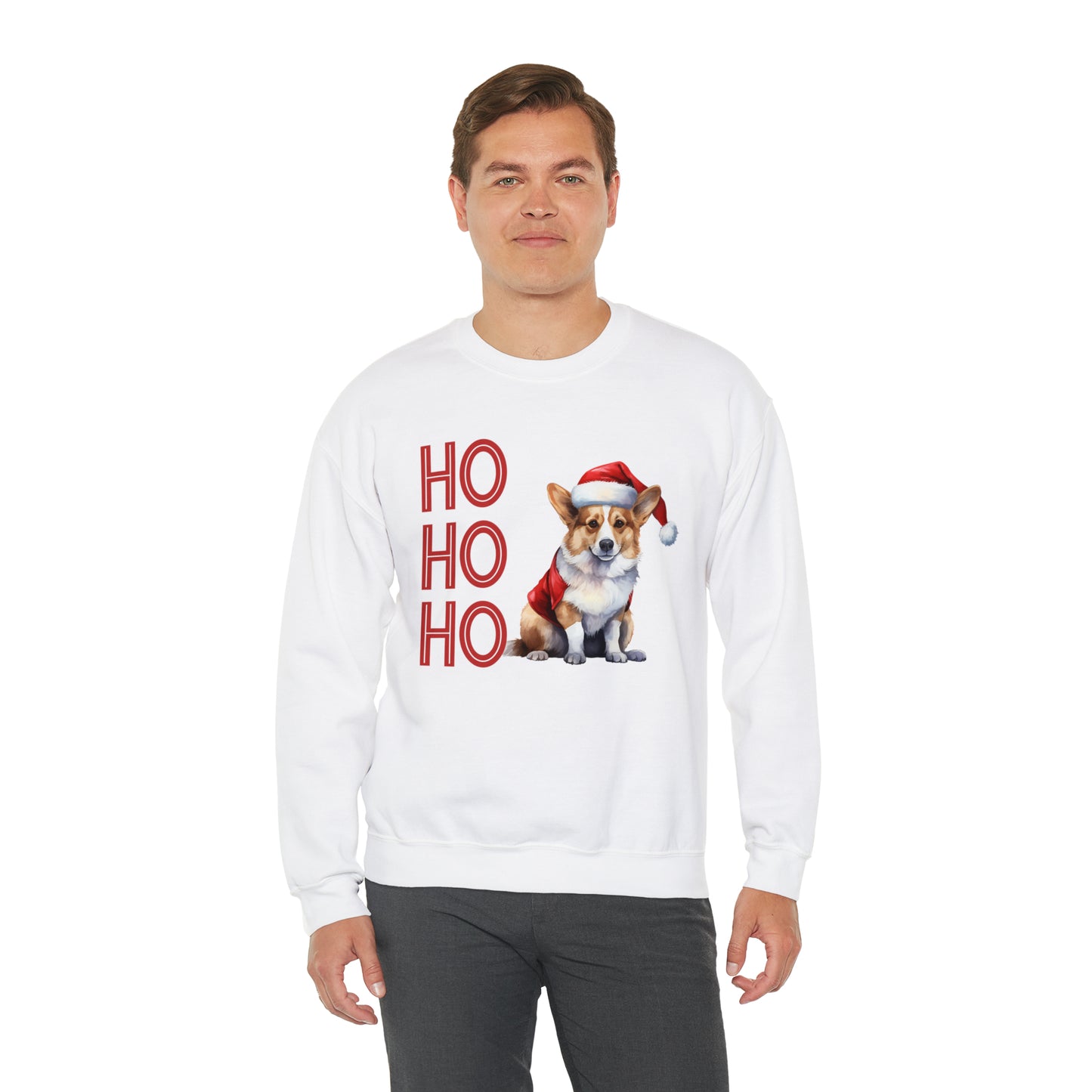 Corgi in Santa Hat Ho Ho Ho Unisex Heavy Blend™ Crewneck Sweatshirt