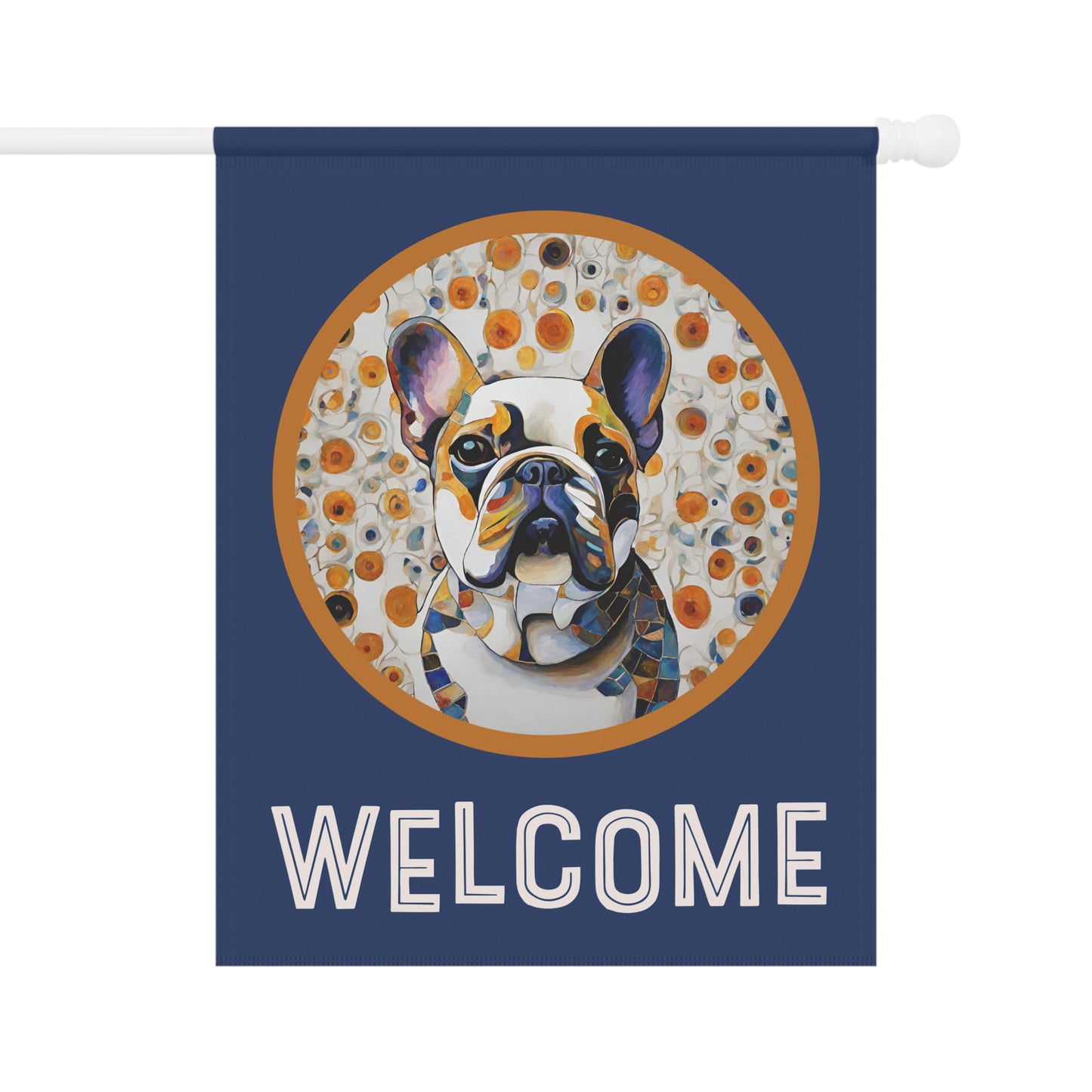 French Bulldog Art Welcome 2-Sided Garden & House Flag/Banner