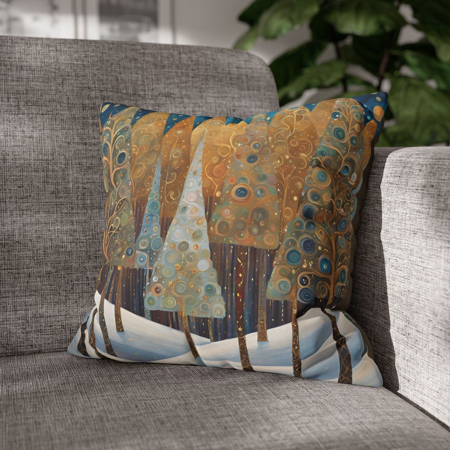 Christmas in the Forest Square Poly Canvas Pillowcase