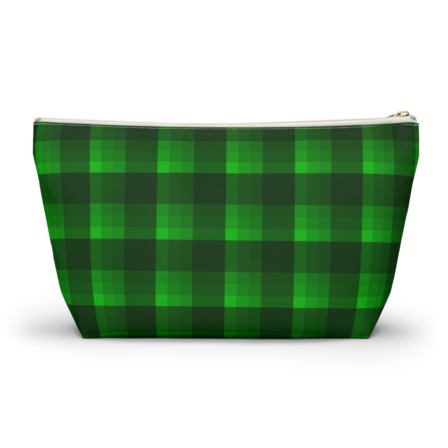 Sledding Penguins Green Plaid Accessory Pouch w T-bottom