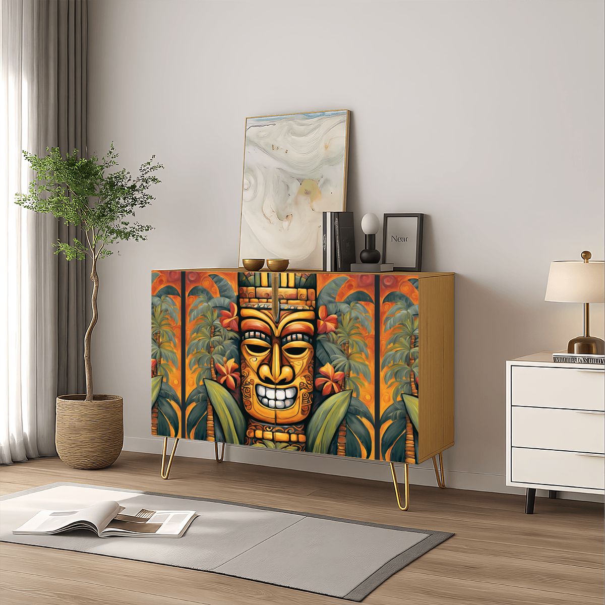 Tiki Art Wooden Storage Cabinet (Made in USA)