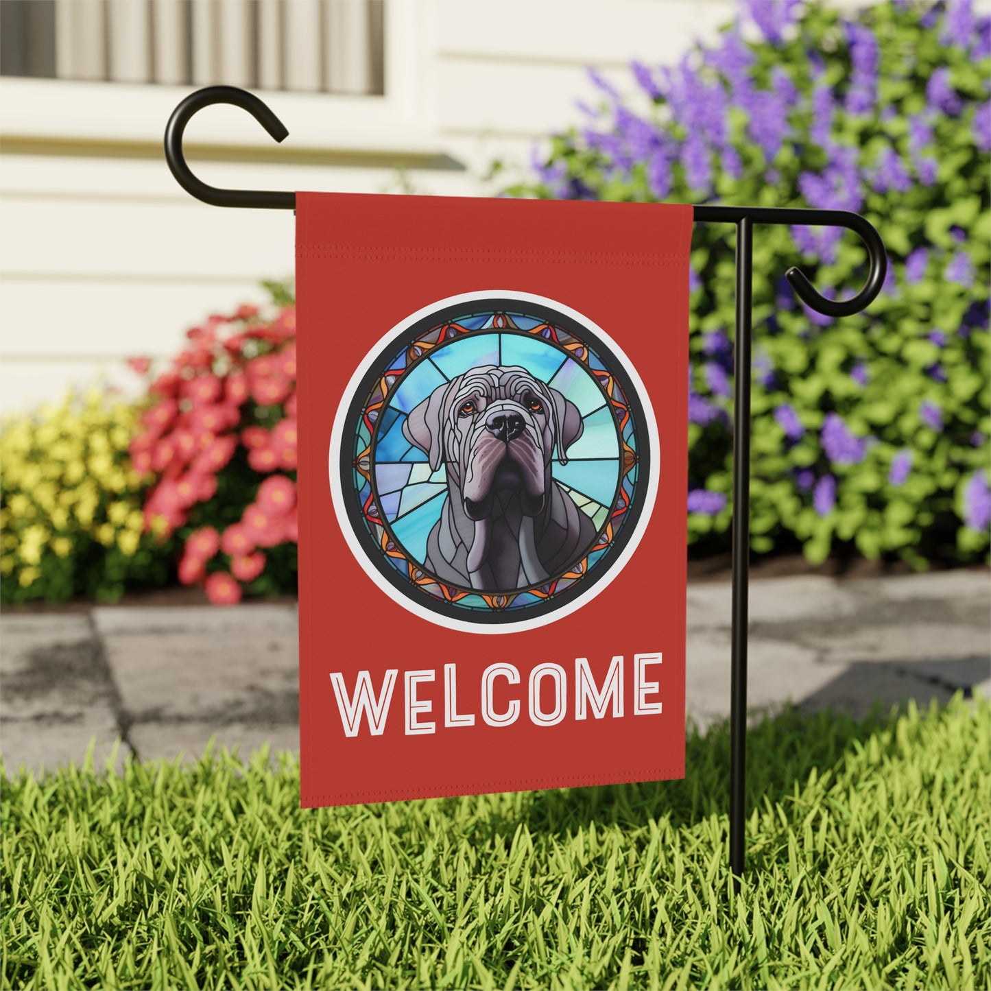 Neapolitan Mastiff Welcome 2-Sided Garden & House Flag/Banner