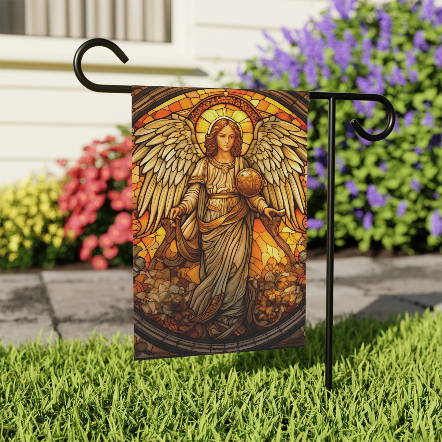 Stained Glass Angel(3) 2-Sided Garden & House Banner