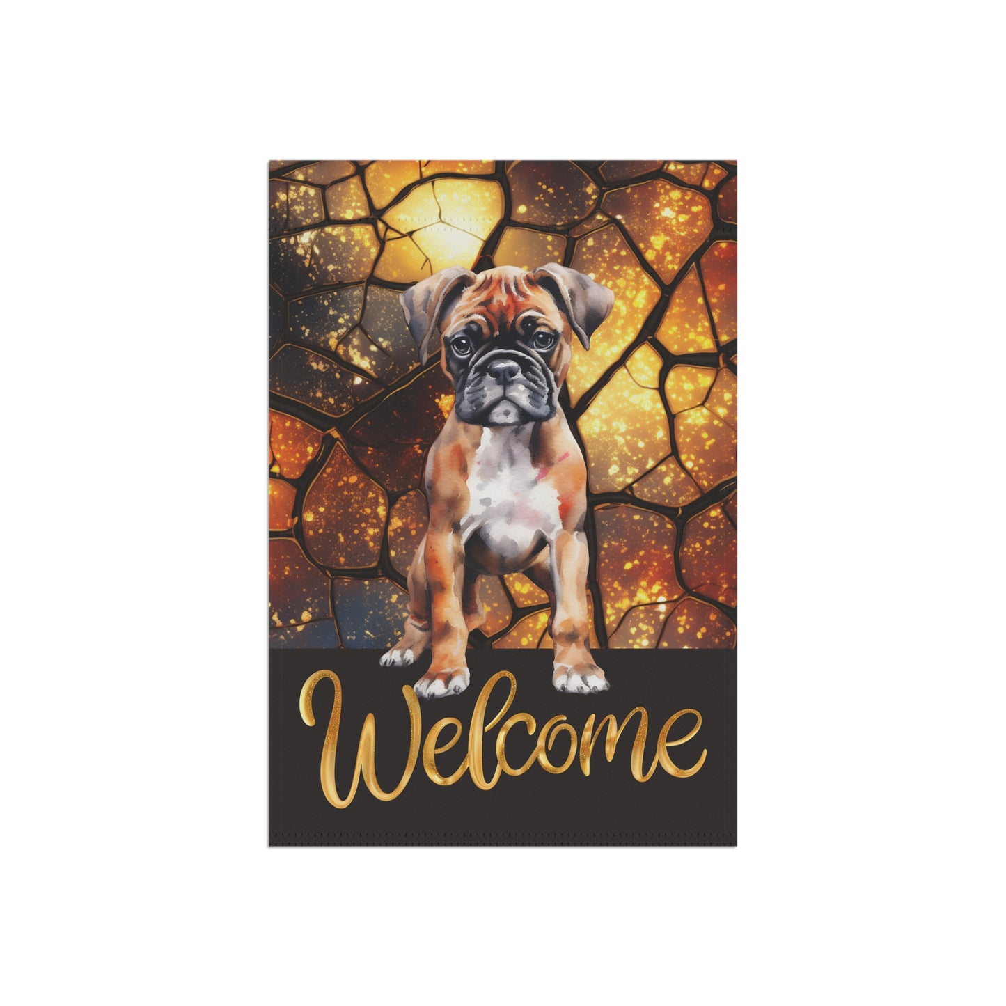 Boxer Pup Welcome 2-Sided Garden & House Flag/Banner