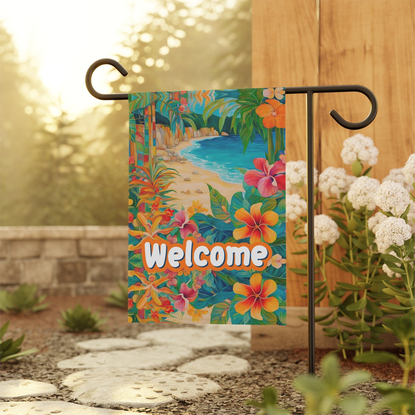 Paradise Found Welcome 2-Sided Garden & House Flag/Banner