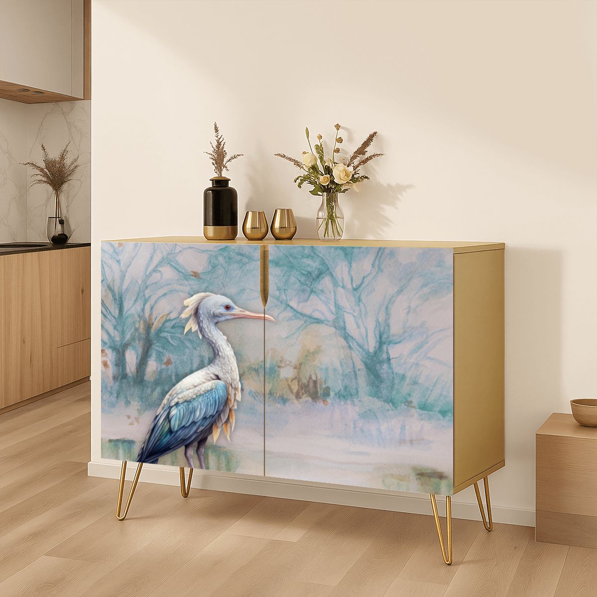 Blue Heron Art Wooden Storage Cabinet (Made in USA)