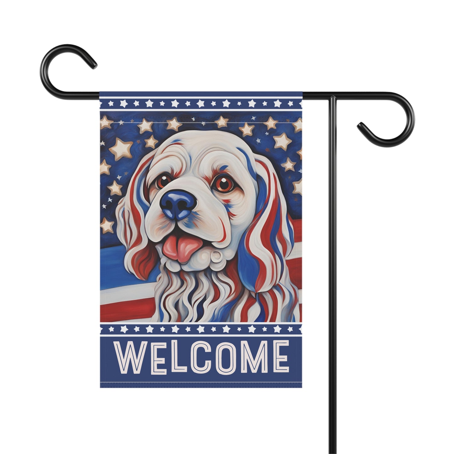 Patriotic Pup Welcome 2-Sided Garden & House Flag/Banner