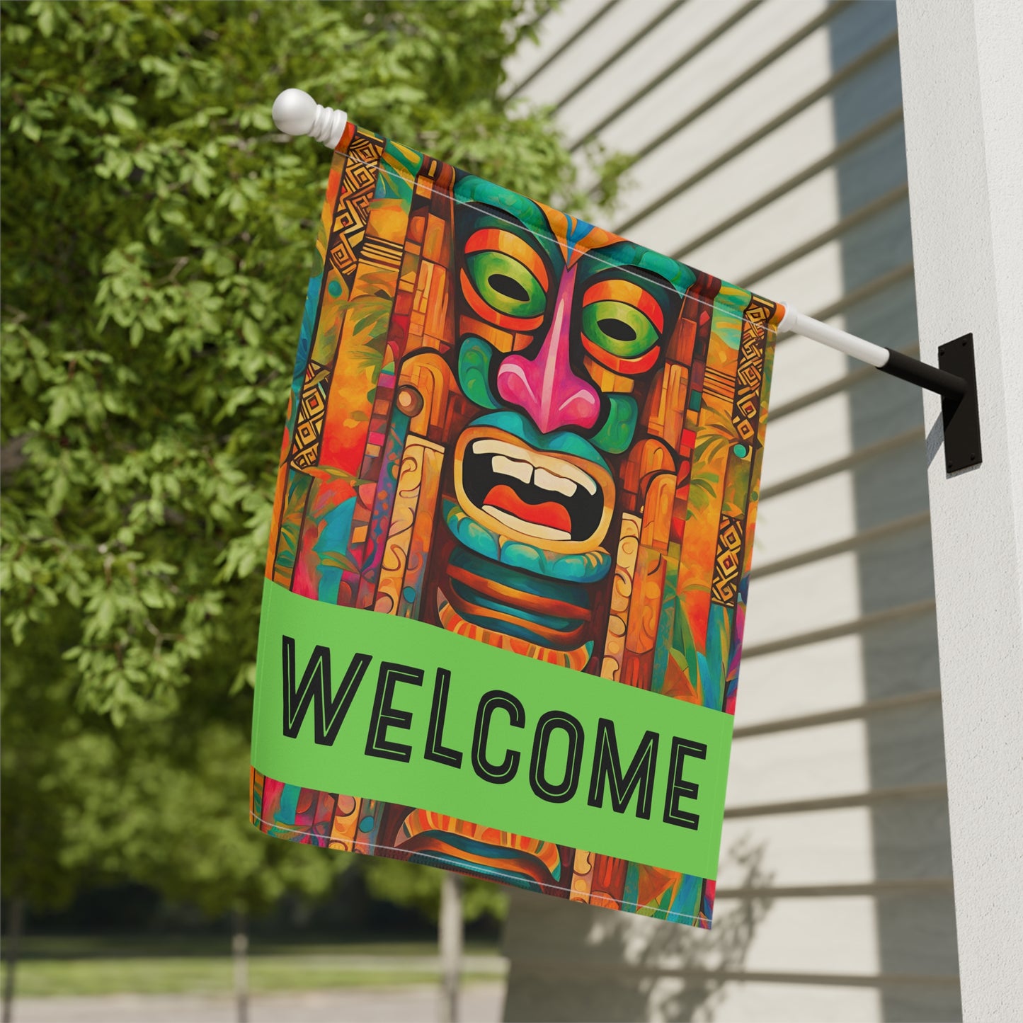 Tiki Jive Welcome 2-Sided Garden & House Flag/Banner