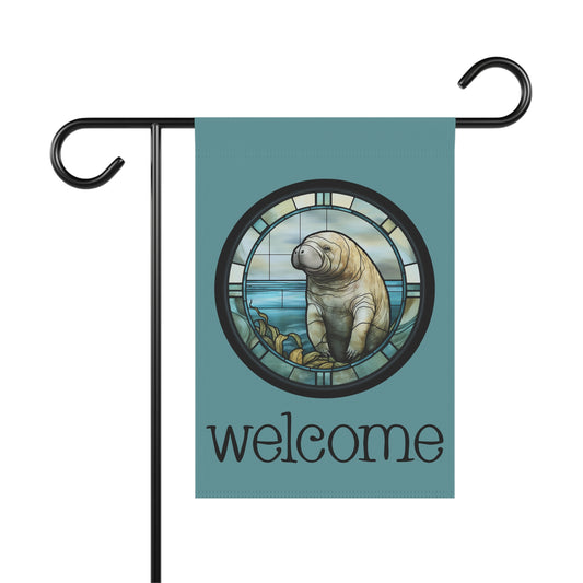 Manatee Welcome 2-sided Garden & House Flag/Banner