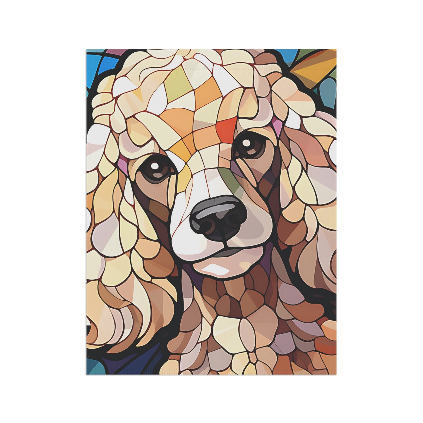 Poodle Face Stained Glass Look 2-Sided Garden & House Flag/Banner