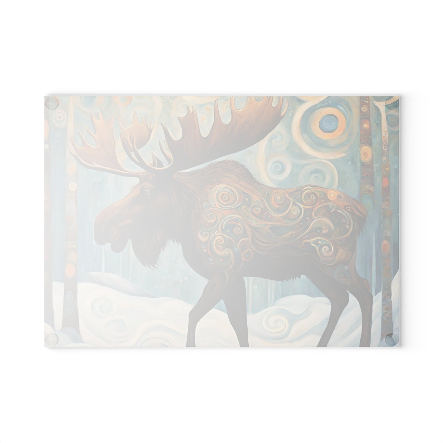 Mountain Forest Moose Tempered Glass Cutting Board