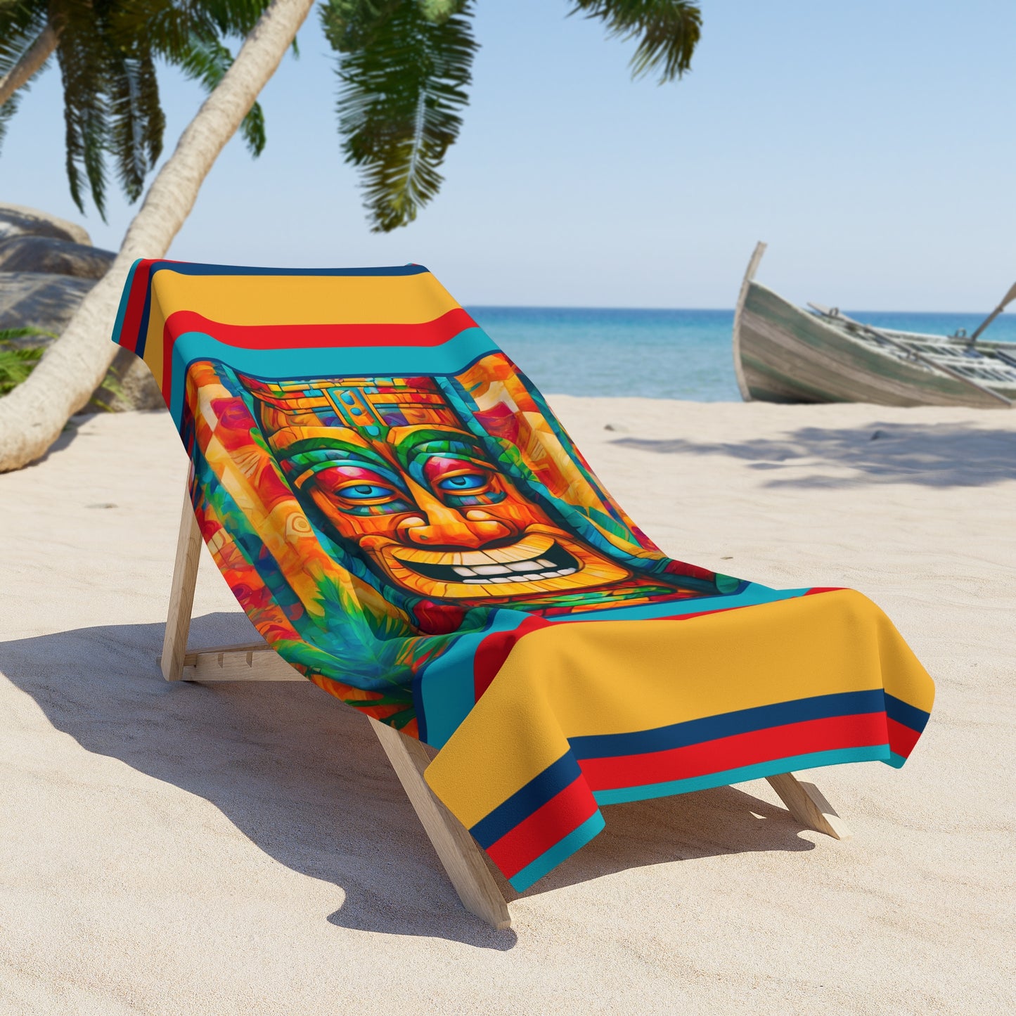 The Tiki Knows Beach Towel