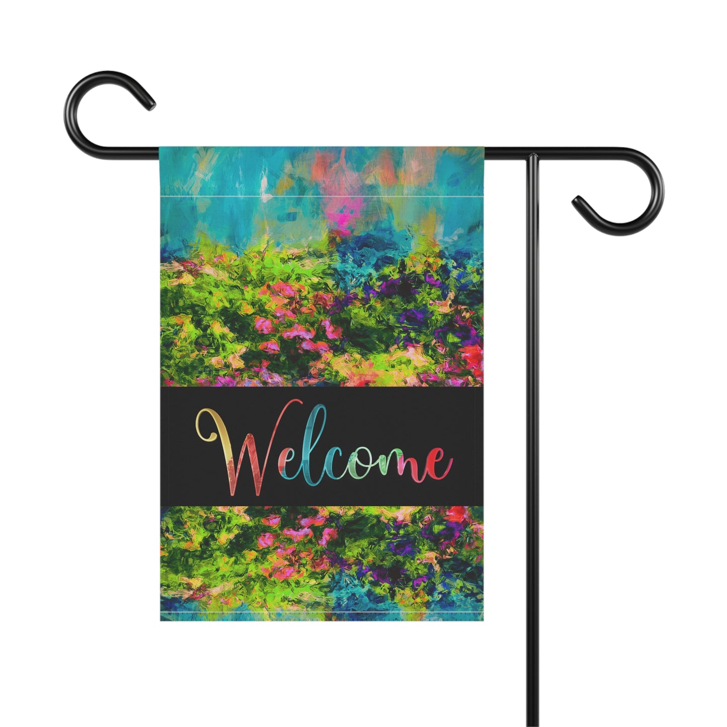 Margo Abstract Art Welcome 2-Sided Garden & House Flag/Banner