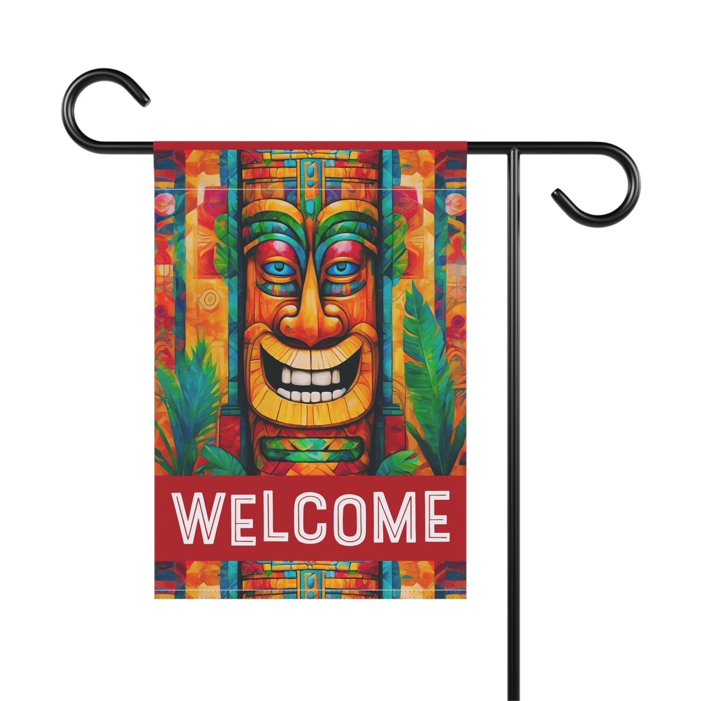 The Tiki Knows Welcome 2-Sided Garden & House Flag/Banner