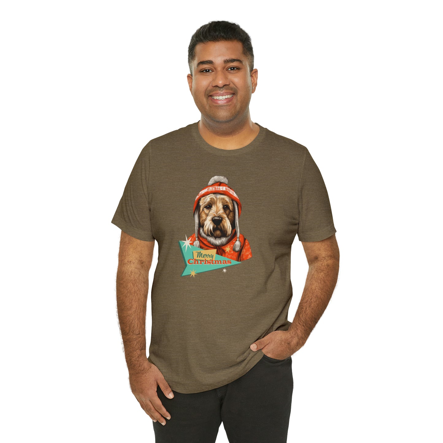 Soft Coated Wheaten Terrier Retro Merry Christmas Unisex Jersey Short Sleeve Tee