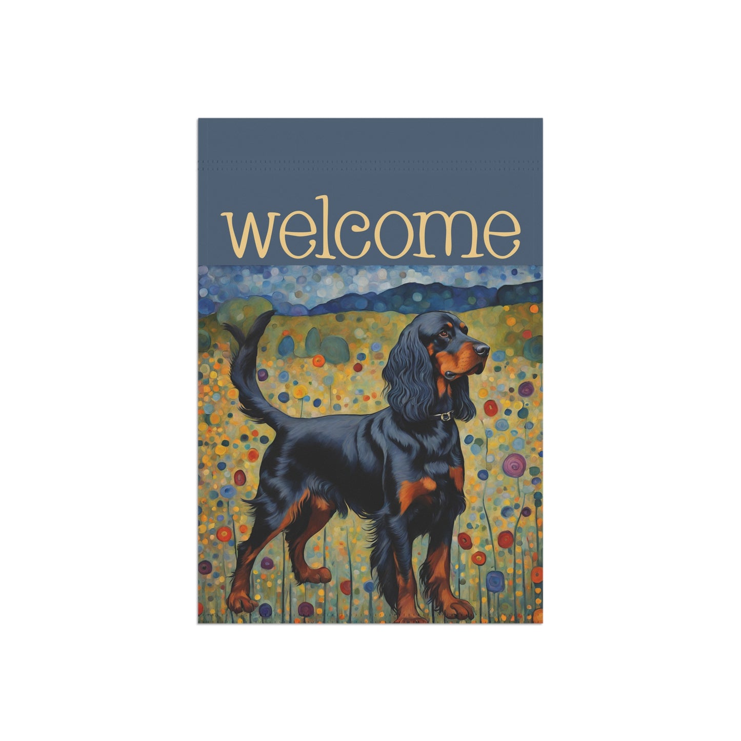 Gordon Setter Welcome 2-Sided Garden & House Flag/Banner