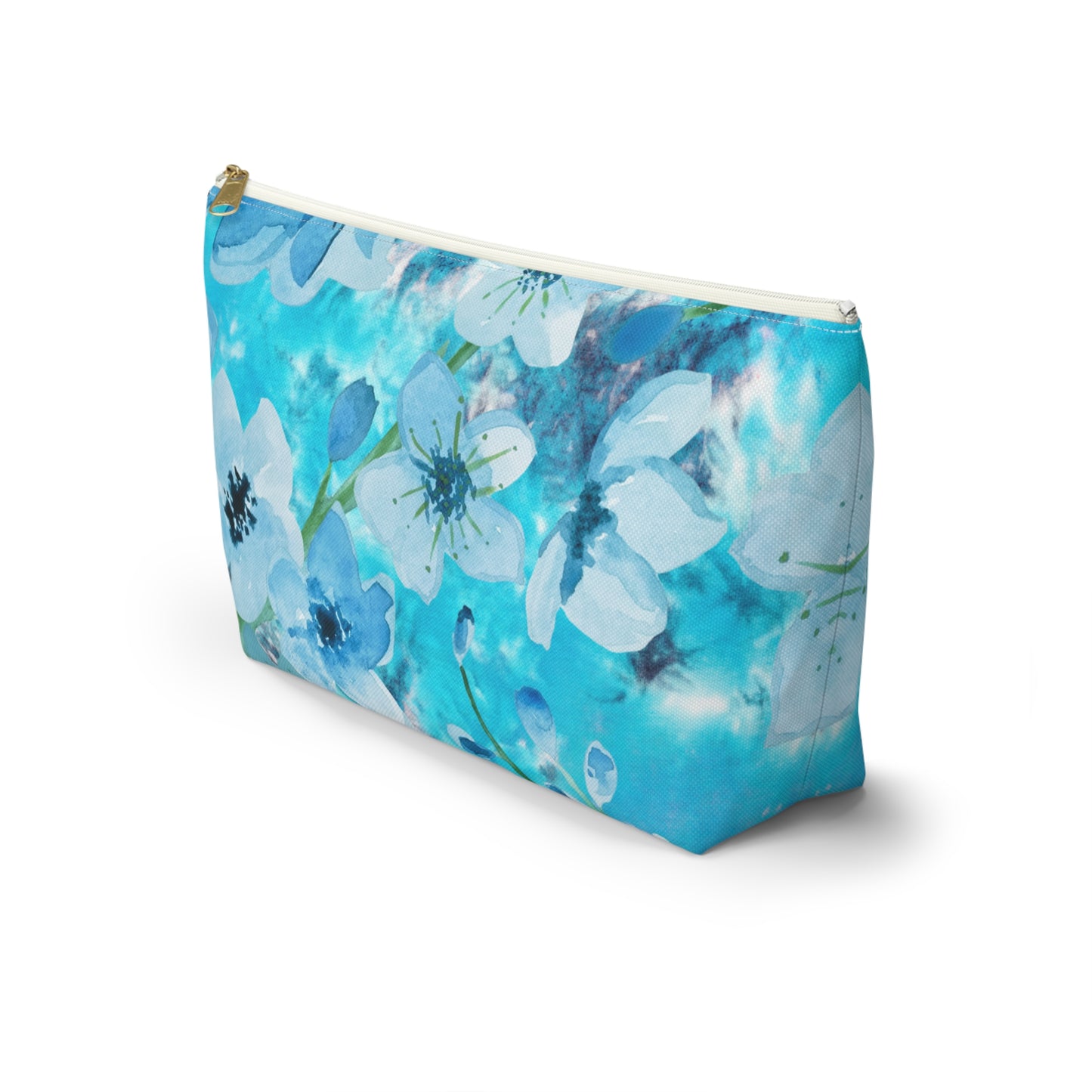 Nordic Floral Makeup Accessory Pouch w T-bottom