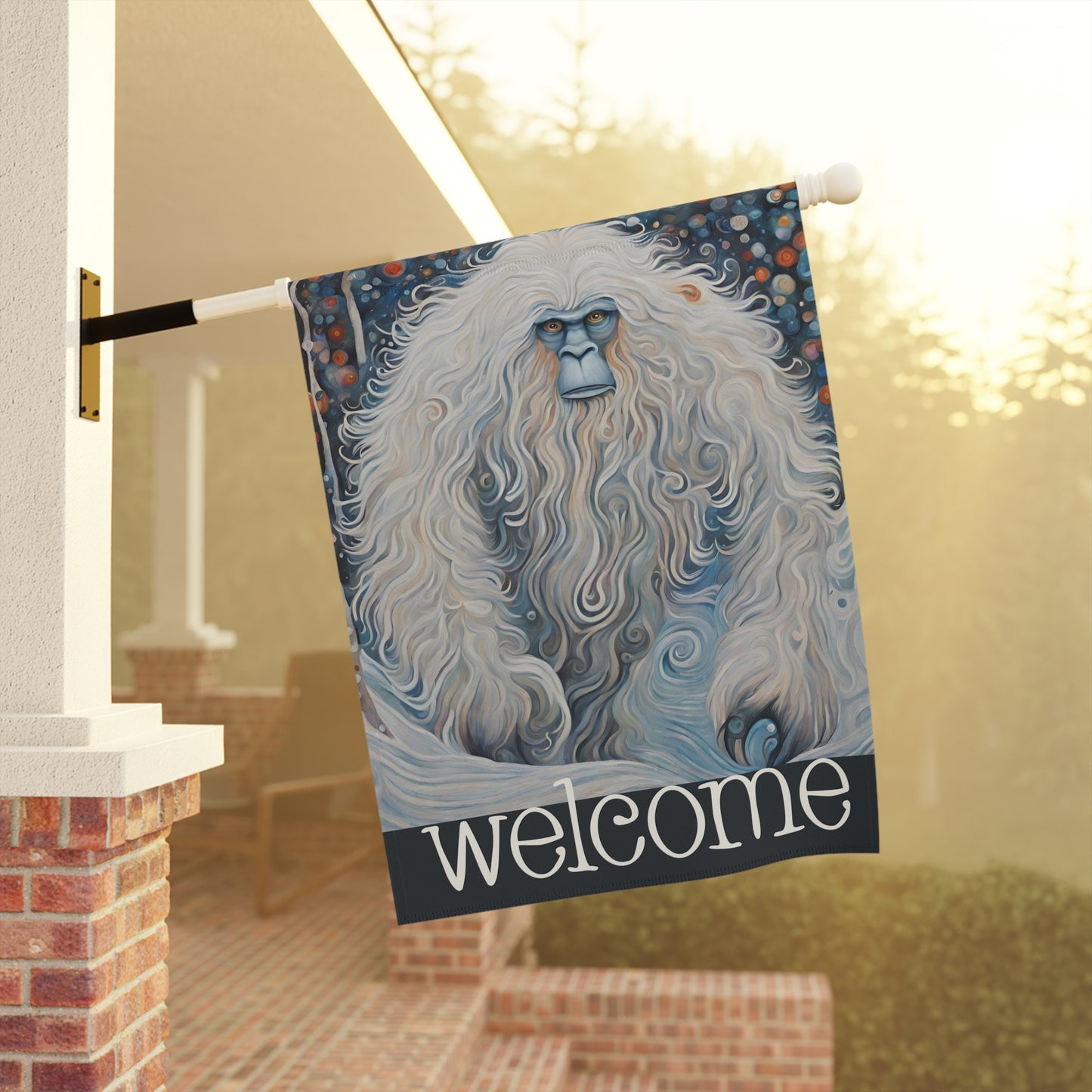 The Yeti Welcome 2-Sided Garden & House Flag/Banner