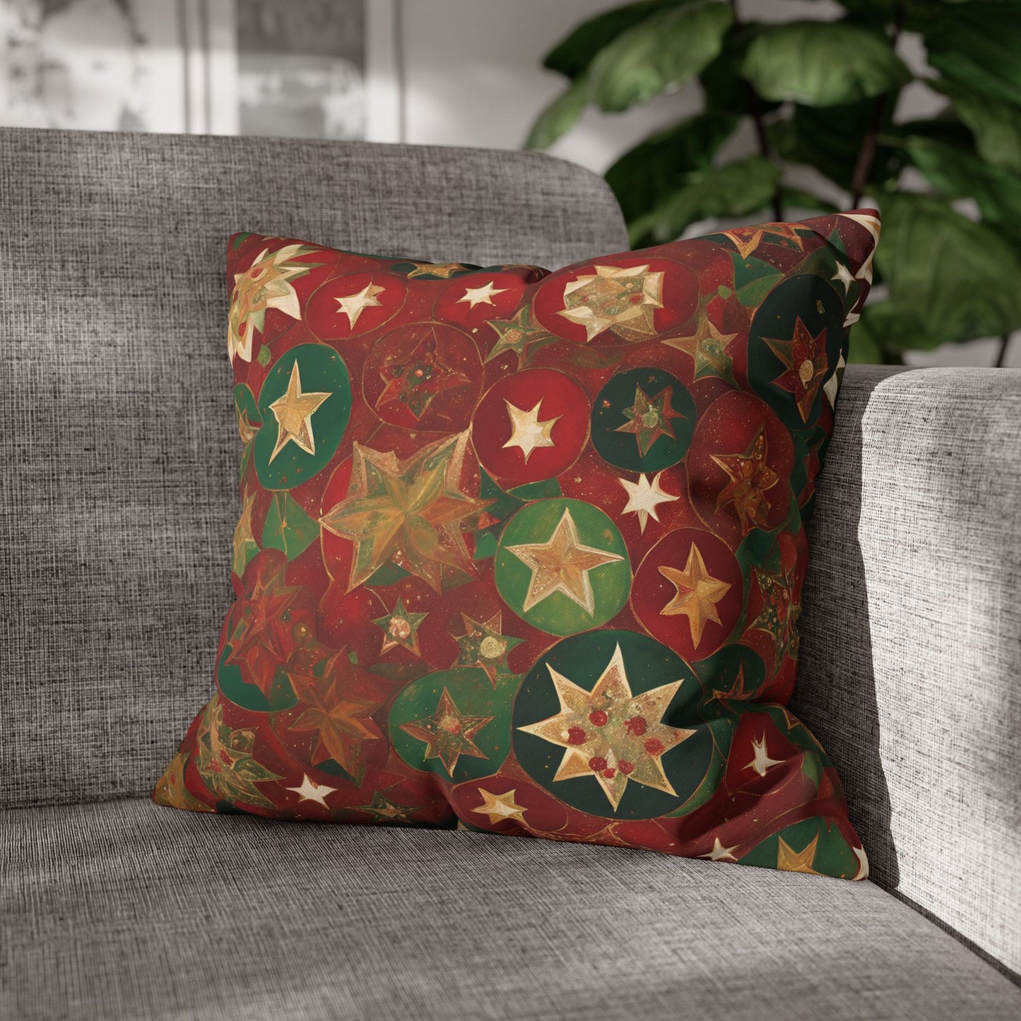 Holidaze Starz Square Poly Canvas Pillowcase