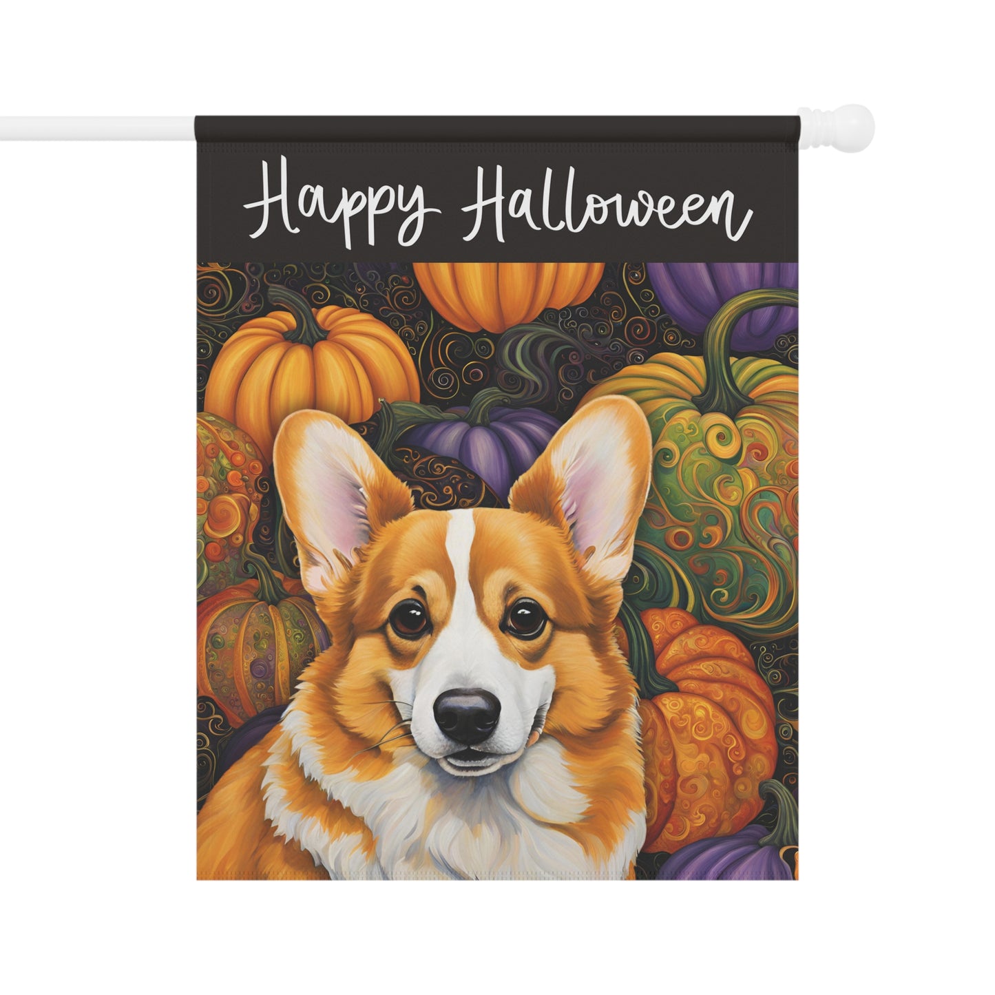 Corgi Happy Halloween 2-Sided Garden & House Flag/Banner