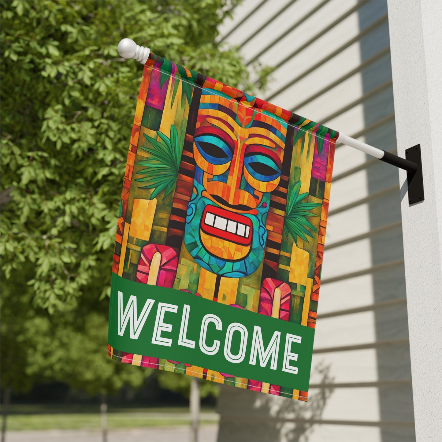 Tiki Burt Welcome 2-Sided Garden & House Flag/Banner