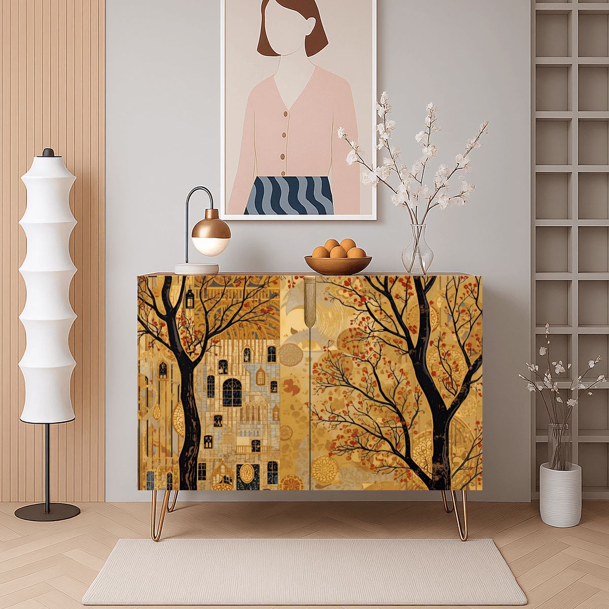 Parisian Art Modern Wooden Storage Cabinet (Made in USA)