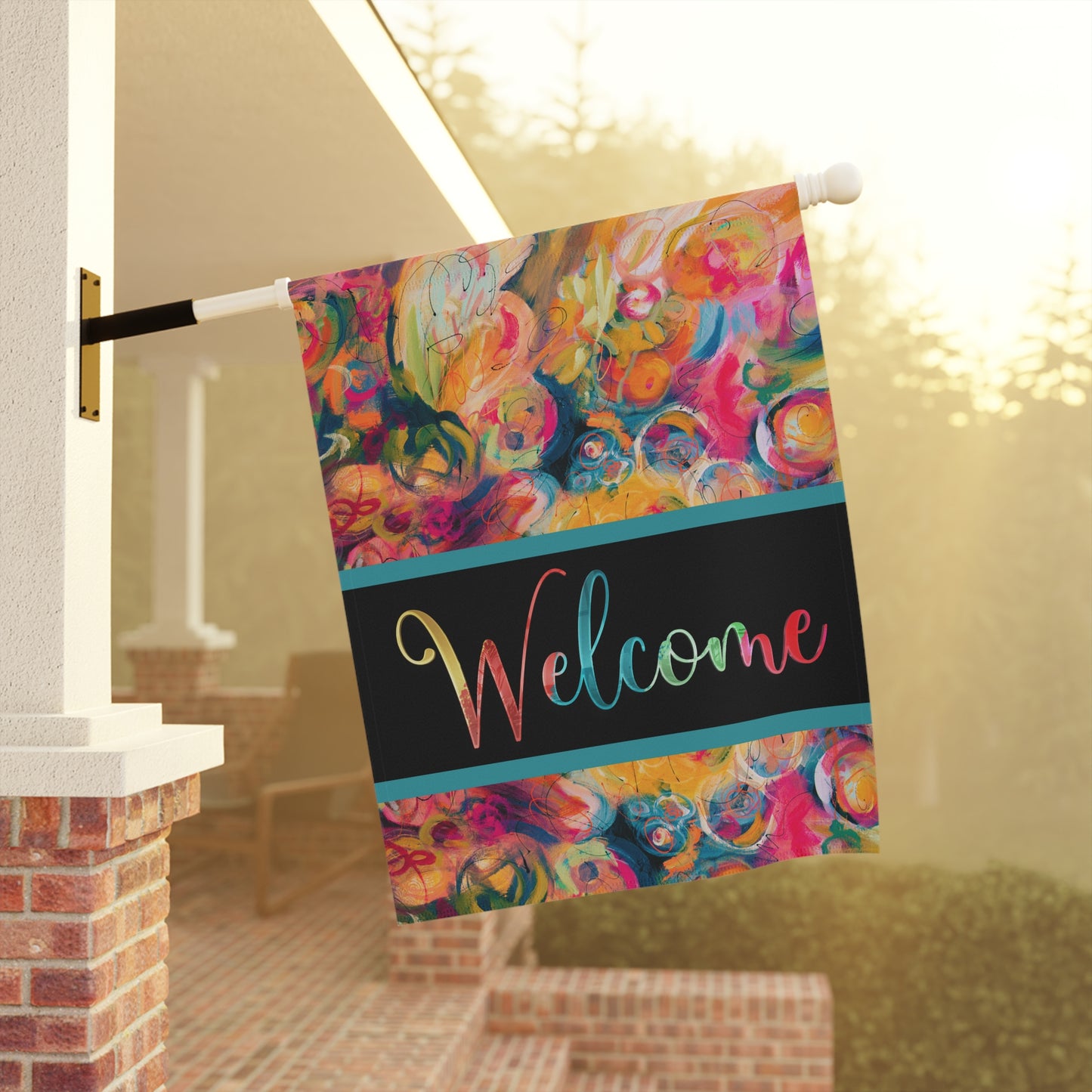 Penelope Abstract Art Welcome 2-Sided Garden & House Flag/Banner