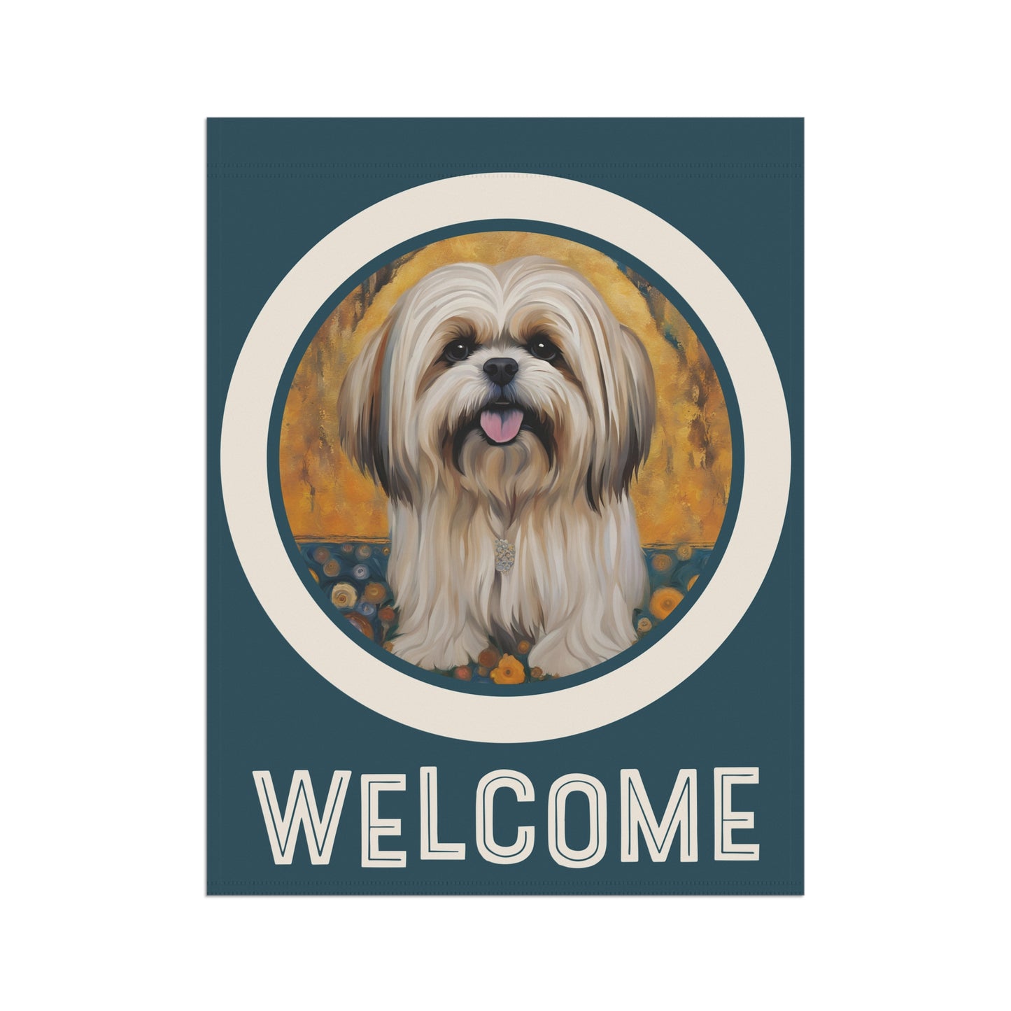 Lhasa Apso Welcome 2-Sided Garden & House Flag/Banner