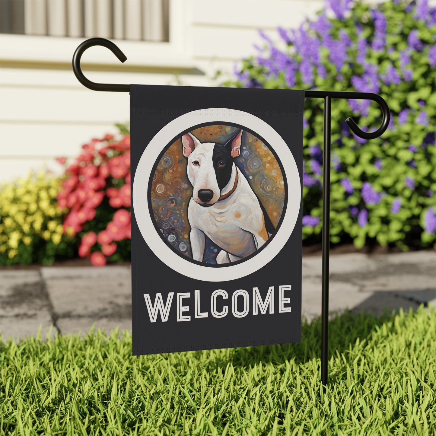 Bull Terrier Welcome 2-Sided Garden & House Flag/Banner