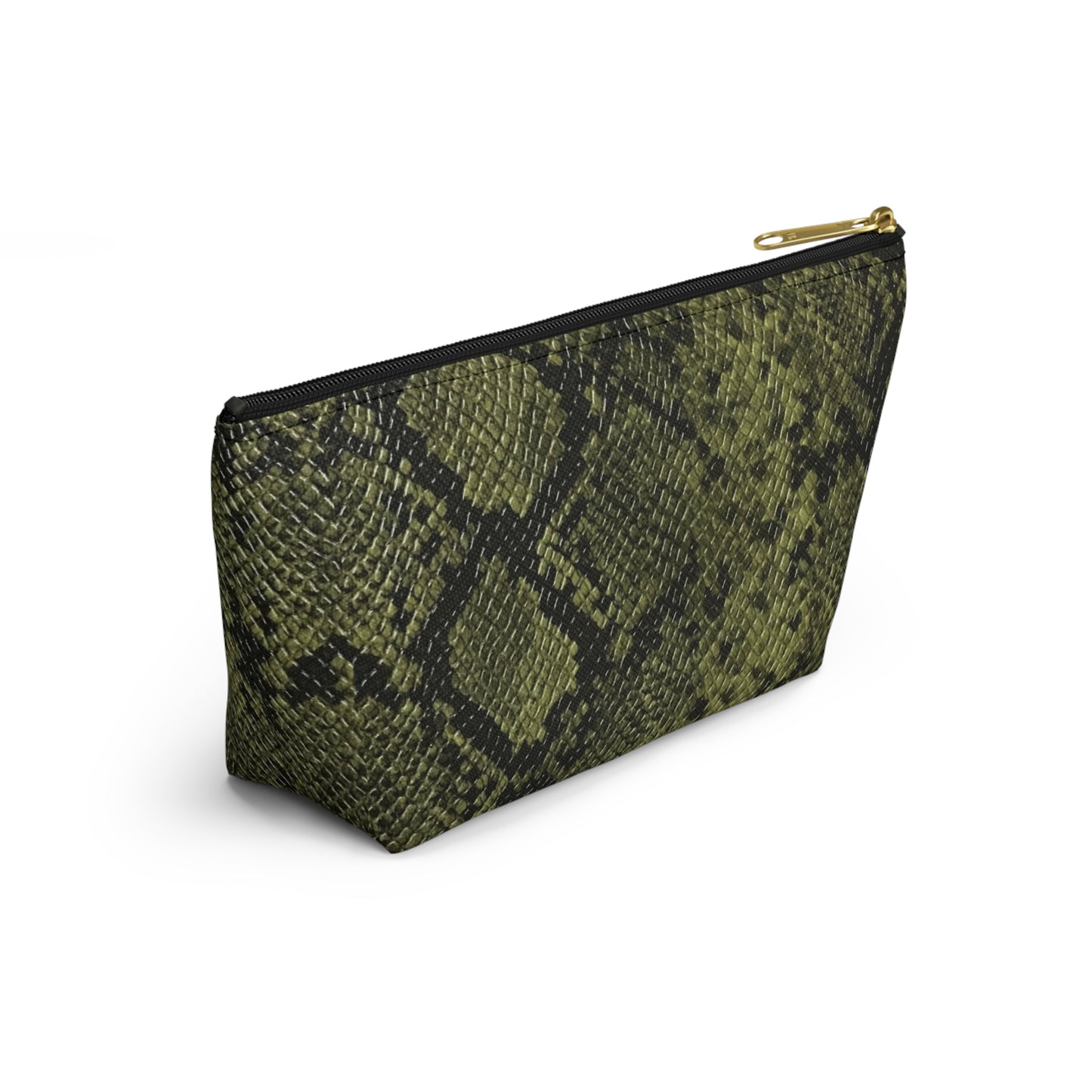 Faux Python in Green Accessory Pouch w T-bottom