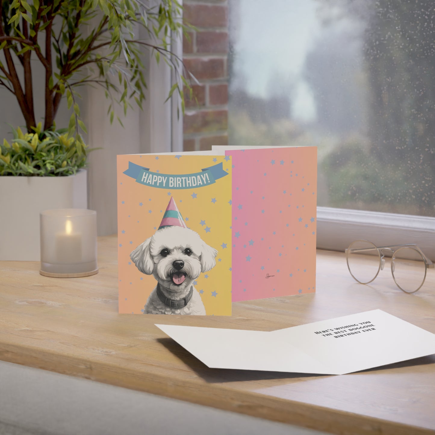 Bichon Frise Happy Birthday 5 x 7 Greeting Cards (10 Pack)