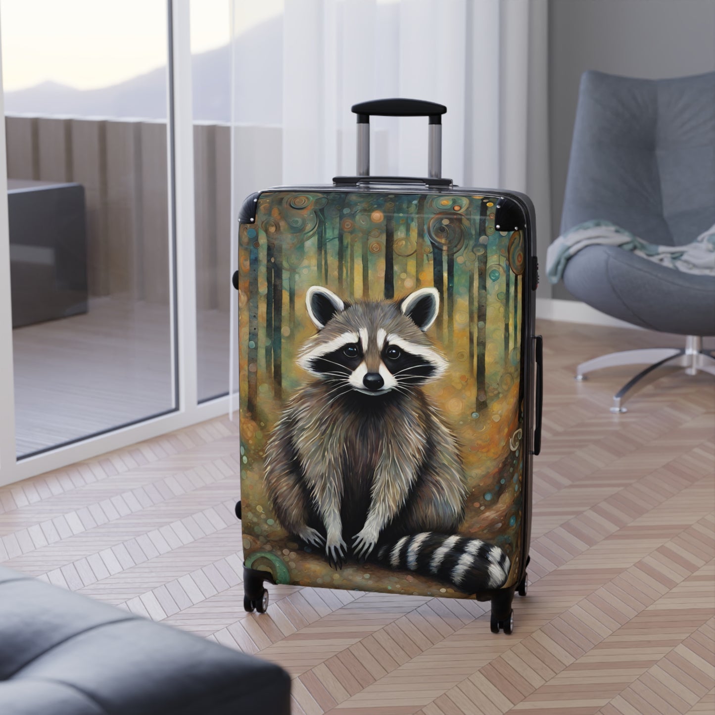 Mountain Forest Raccoon Suitcase