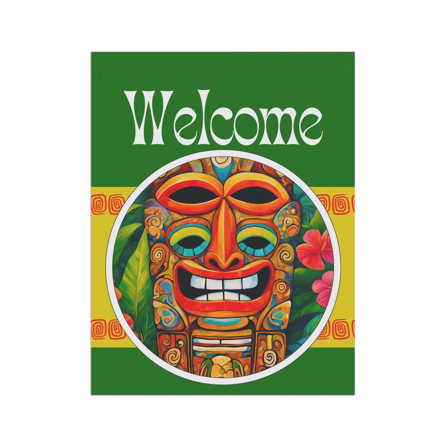 Tiki Sees All Welcome 2-Sided Garden & House Flag/Banner