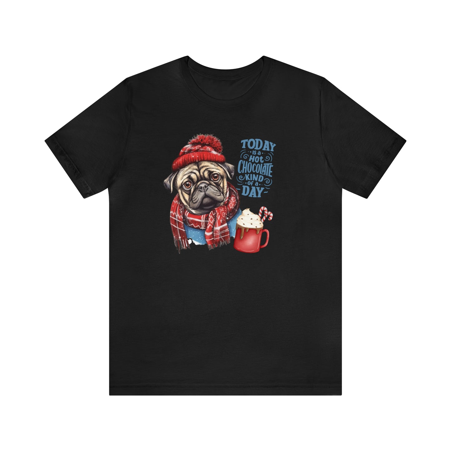 Hot Chocolate Pug Unisex Jersey Short Sleeve Tee