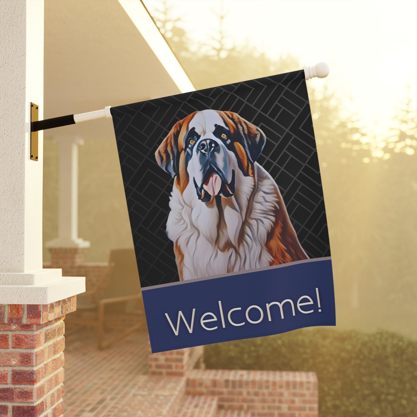 Saint Bernard Welcome 2-Sided Garden & House Flag/Banner