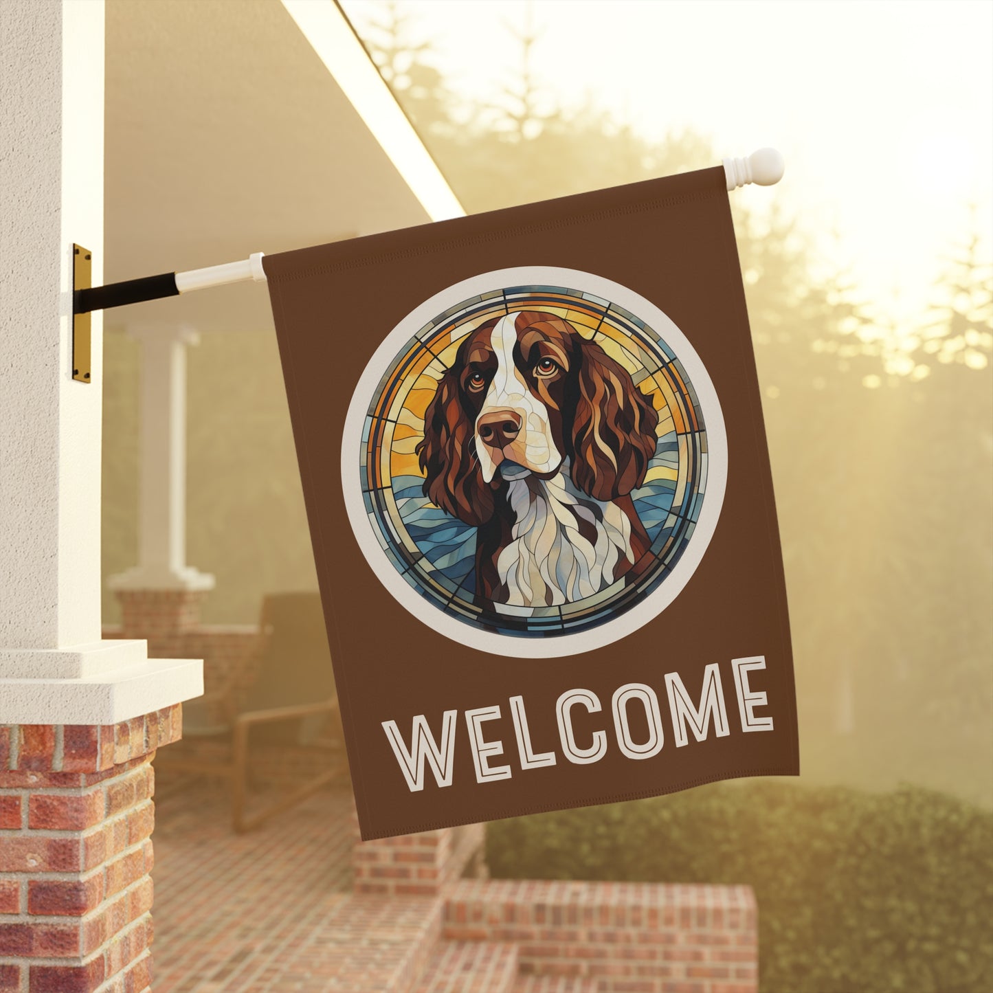 English Springer Spaniel Welcome 2-Sided Garden & House Flag/Banner