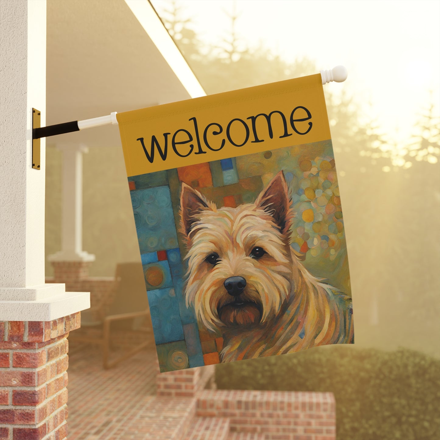 Norwich Terrier Welcome 2-Sided Garden & House Flag/Banner