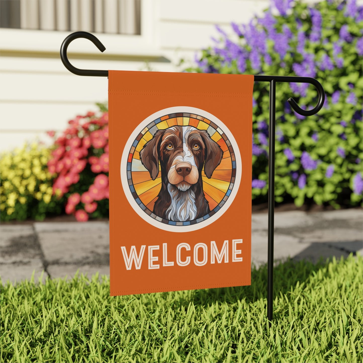 German Wirehaired Pointer Welcome 2-Sided Garden & House Flag/Banner